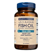 Wiley's Finest Peak EPA bottle showing high-potency omega-3 formula for daily use.