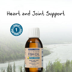 Wiley's Finest Wild Alaskan fish oil label shows purity and source.