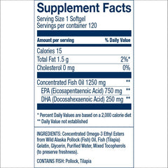 Wiley's Finest Peak EPA bottle side, high potency omega-3 for heart and joint wellness