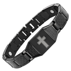 Willis Judd mens bracelet cross in black titanium for everyday style and durability.