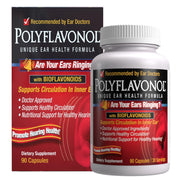 Windmill Polyflavonol bottle label close-up for daily ear health support.