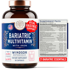 WINDSOR BOTANICALS bariatric multivitamin bottle for post-surgery nutrition.