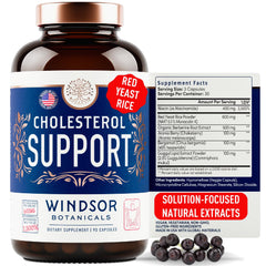 Windsor Botanicals cholesterol bottle pour for easy daily use and routine intake.