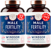 WINDSOR BOTANICALS Conception for Him bottle front with capsules for natural vitality.