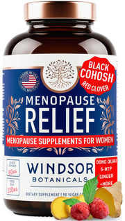 Windsor Botanicals menopause 90caps bottle — convenient daily support for perimenopause comfort.