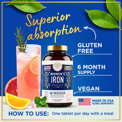 Windsor Botanicals pregnancy-period-support tablet supports iron and folate balance.