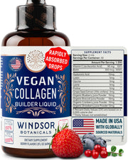 Windsor Botanicals vegan collagen builder bottle with fruity organic juices.