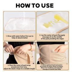 Winloger Castor Oil Pack Wrap positioned on the belly area for warmth.