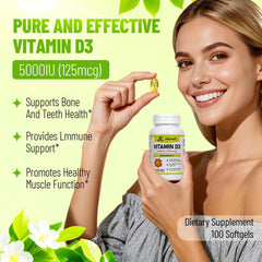 Wins Town Vitamin D3 Softgels pouring from bottle for easy daily intake.
