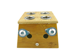 Winterworm Bamboo Four Hole Box lid closeup shows integrated mesh
