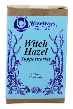 Wiseways Herbal Witch Hazel Suppositories 2.5 ml pack-3 packaging for rectal comfort.