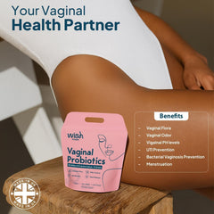 Wish Fusion Probiotics for Women packaging front highlights pH balance and easy daily use.
