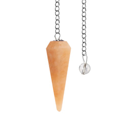 Wish Well peach aventurine pendulum with crystal ball on chain for meditation and emotional balance.
