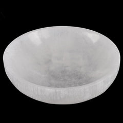 Wish Well selenite bowl, 5.5 inch diameter, ideal for crystal charging and storage.