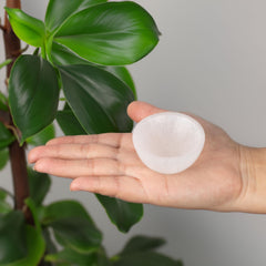 Wish Well mini selenite bowl on desk for quick crystal cleansing