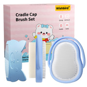 Wishbird baby cradle cap brush with soft bristles for gentle flakes removal.