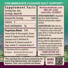 WishGarden Happy Ducts dropper showing quick-acting liquid tincture for engorgement relief