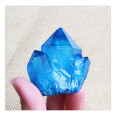 Wixine blue titanium quartz cluster specimen for vibrant home decor and calming energy.