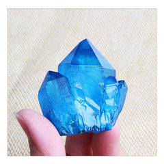 Wixine blue titanium quartz cluster specimen for vibrant home decor and calming energy.