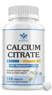 WOGORGT Calcium Citrate 1200mg bottle displayed for daily bone support