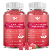 WOGORGT Calcium Citrate gummies bottle highlights chewable calcium for bone and teeth support.
