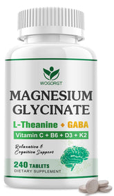 WOGORGT Relaxation bottle pour shows the magnesium-l-theanine blend for daily calm.