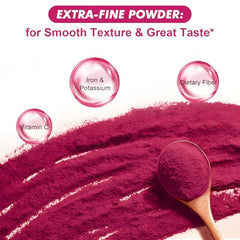 WOJBALMN Beetroot Powder poured into glass for a refreshing drink