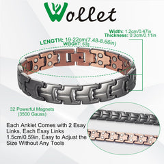 Wollet Puer copper bracelet detail highlighting skin-friendly finish and adjustable band.