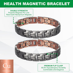 Wollet Puer copper bracelet with fine detailing in a close-up view.