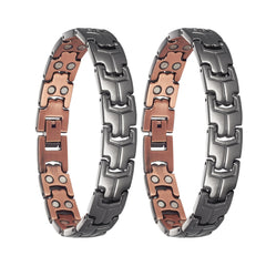 Wollet Puer copper magnetic bracelet worn on wrist with adjustable fit for all-day comfort.