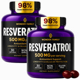 Wonder Family Resveratrol 1000mg bottle highlights high-potency antioxidant benefits.