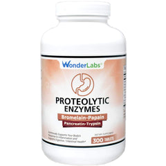 Wonder Laboratories proteolytic enzymes bottle showing a broad digestive aid