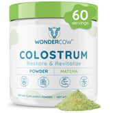 WonderCow colostrum powder bottle pour for easy daily immune support.