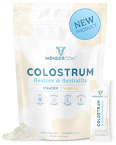WONDERCOW colostrum powder vanilla tub for gut health and immune support