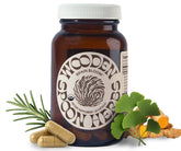 Wooden Spoon Herbs Brain Bloom bottle on a clean desk suggesting mental focus