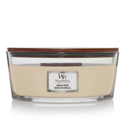 WoodWick Elipsa Vanilla Bean candle close-up showing premium design and crackle potential.