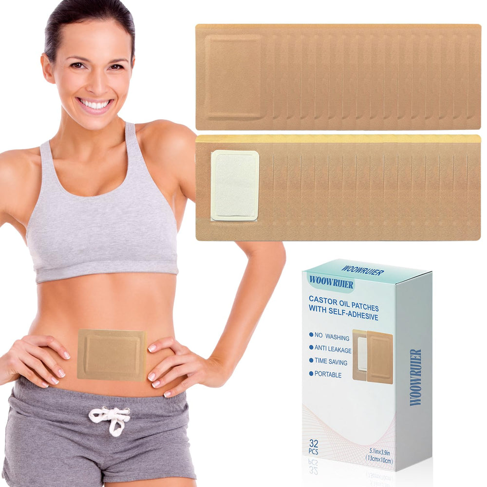 woowruier castor oil patch on belly area for even coverage and comfort.