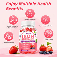 Wordln Iron Gummies mixed berry flavor ready for a tasty daily supplement.