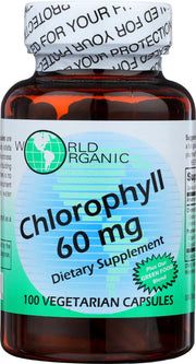 World Organic Chlorophyll 60MG bottle shown for daily wellness and easy dosing