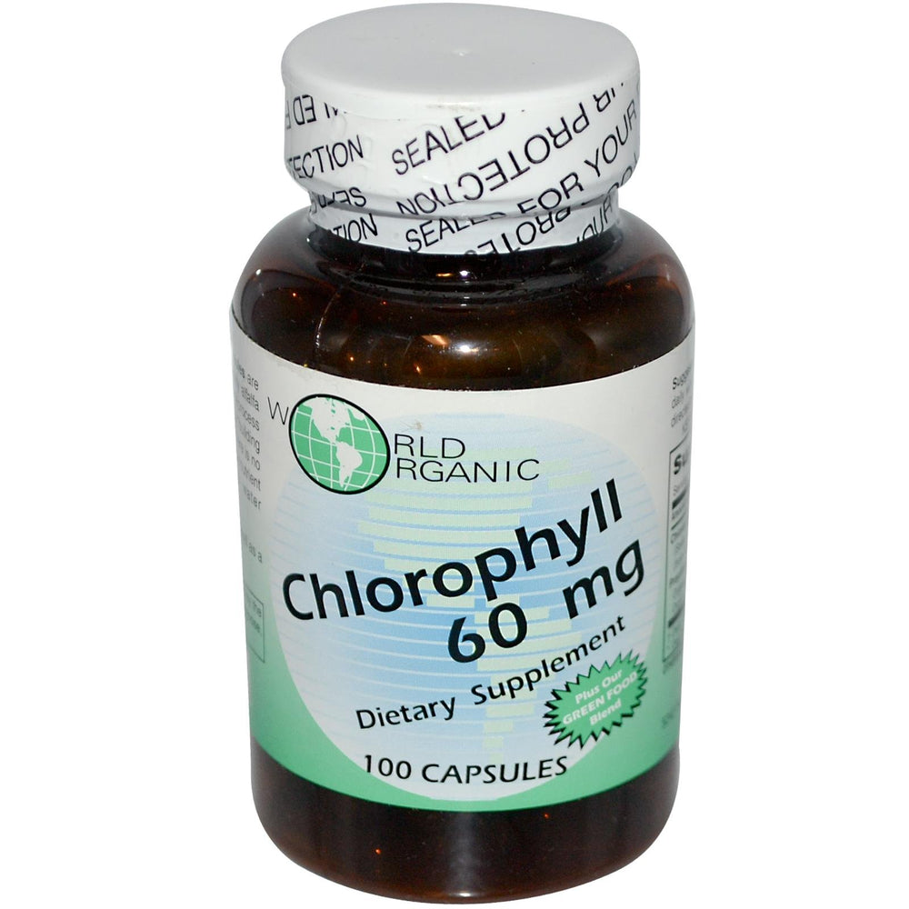 World Organic Mega Chlorophyll bottle of capsules for daily antioxidant support