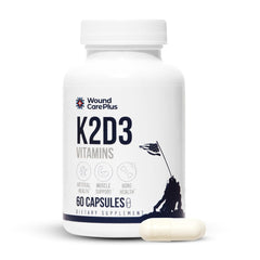 Wound Care Plus vitamin K2 D3 bottle front for bone health support