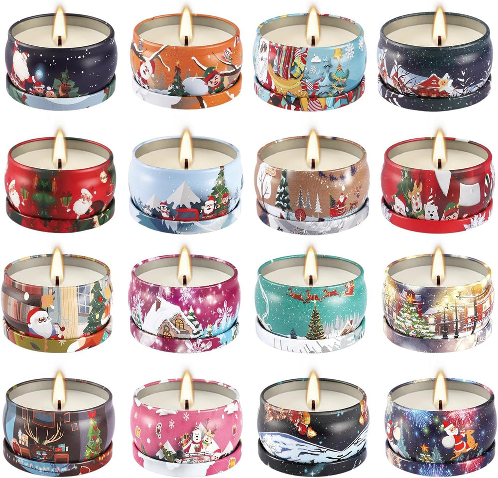 WPONSZU 16-pack Christmas scented candles for festive home fragrance and gifting.