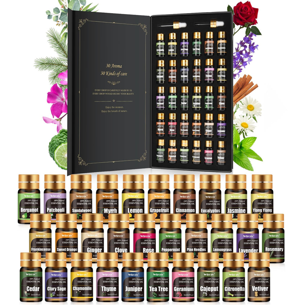 Wtrcsv essential oils gift box viewed from above, ideal for gifting aromatherapy.
