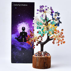 WUYOUSHI 7 Chakra Crystal Tree on wood base boosts desk energy and harmony