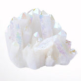 WUYOUSHI Angel Aura Quartz Cluster with titanium coating reflects light for radiant decor and energy balance.