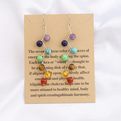 WUSUANED chakra stone dangle earrings showcasing vibrant chakra colors for meditation and focus.
