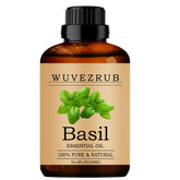 Wuvezrub Basil Essential Oil bottle ready for diffuser use with pure aroma.