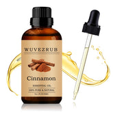 Wuvezrub Cinnamon essential oil bottle for intense aroma in diffusers and humidifiers.