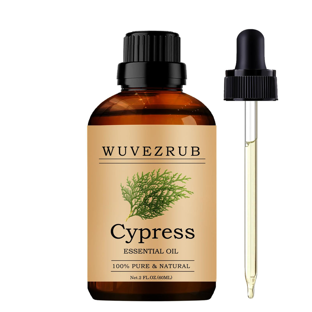 Wuvezrub Cypress essential oil bottle in 60ml for pure diffusion and aroma.