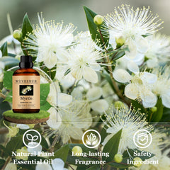 Wuvezrub Myrtle oil used to scent candles for lasting fragrance.